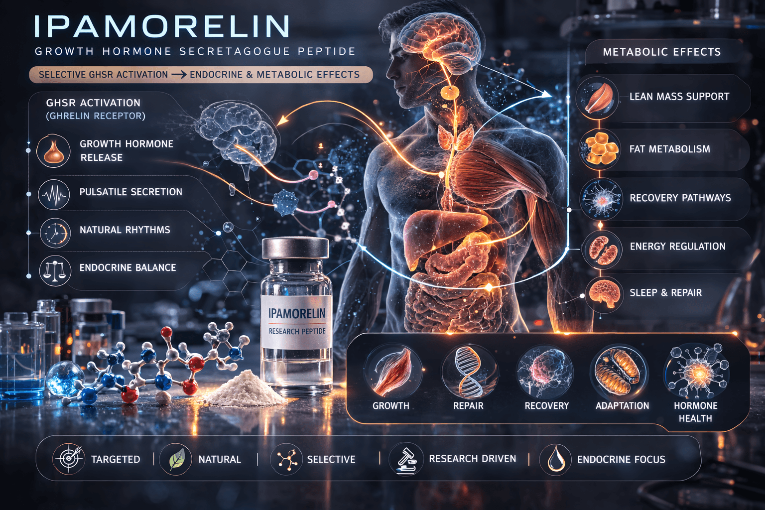 Ipamorelin metabolic and endocrine effects diagram