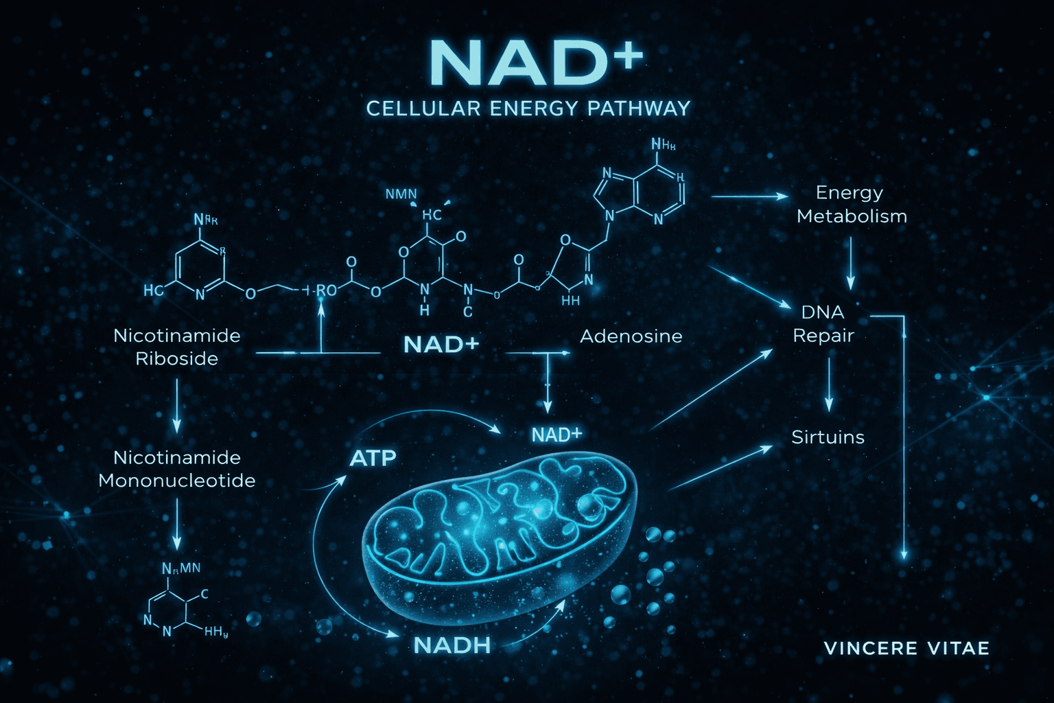 Diagram showing NAD+ cellular energy metabolism